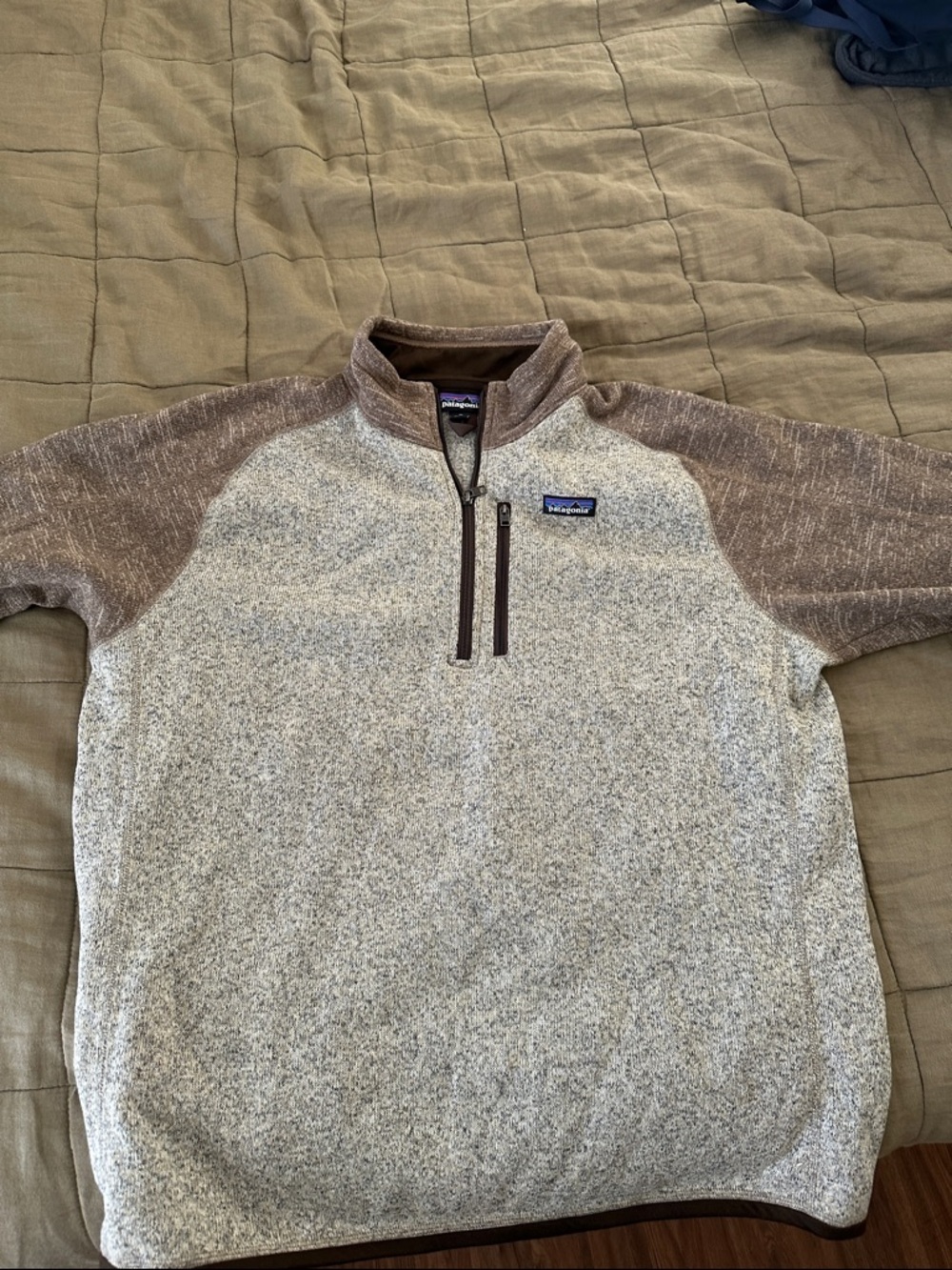 Patagonia Quarter-Zip Fleece Pullover - Cream & Brown Raglan